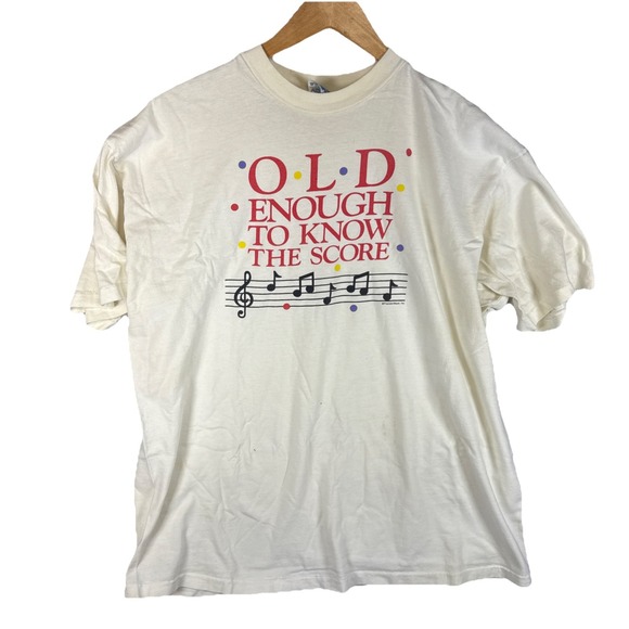 Hanes Other - vintage Old Enough To Know The Score t shirt single stitch graphic tee size XL